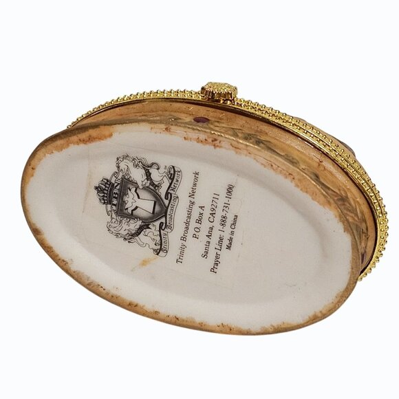 Porcelain Trinket Box Mary Baby Jesus Madonna Trinity Broadcast Network - Picture 9 of 13